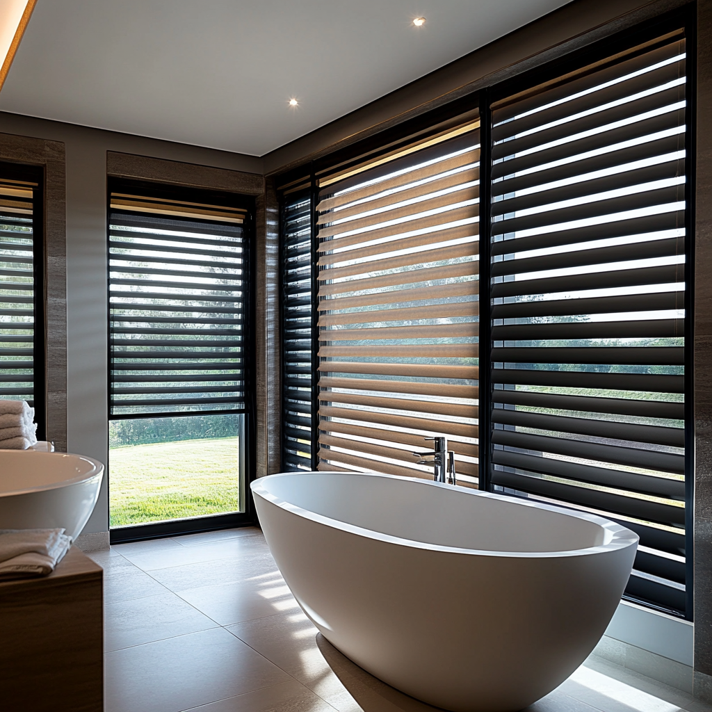 Bathroom Zebra Blinds.